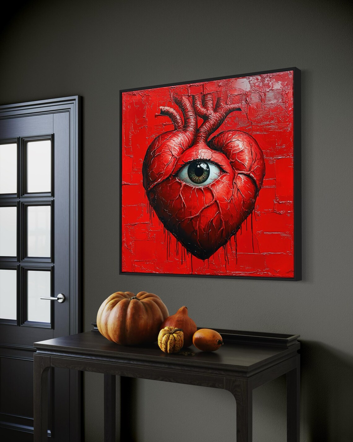 Surreal Anatomical Heart With Eye Bold Red Abstract Art Print - Image 5