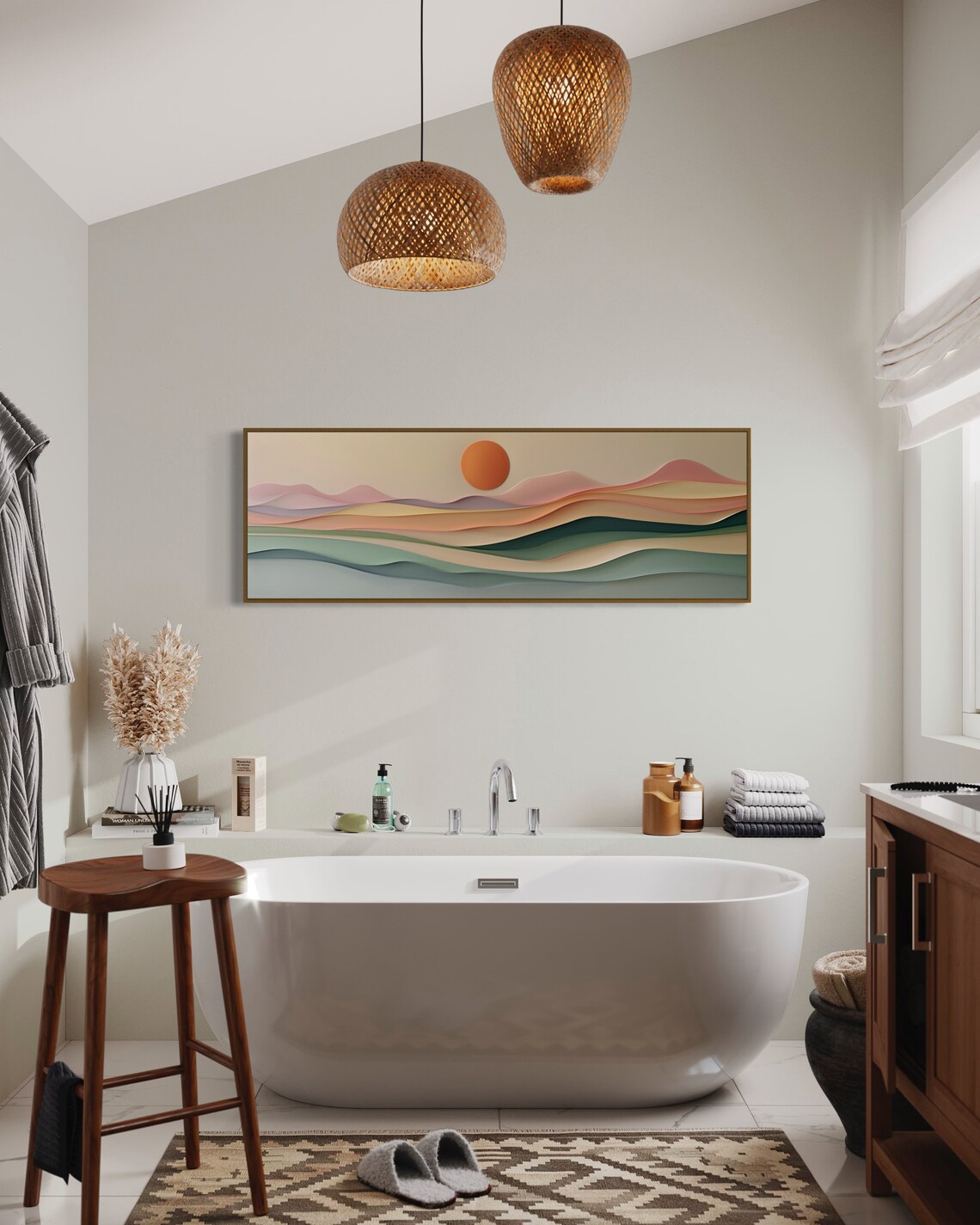 Abstract Sunset Panorama, Colorful Boho Art Print - Image 3