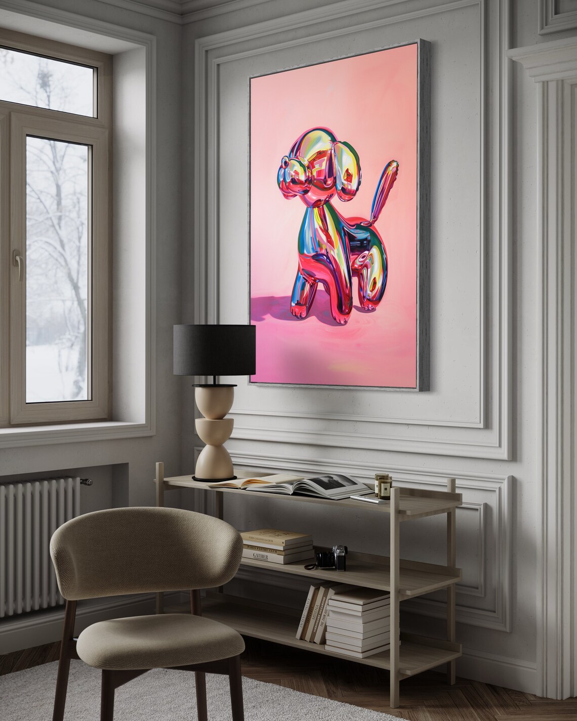 Balloon Dog Print, Pop Culture Pup in Blush Pink - Image 2