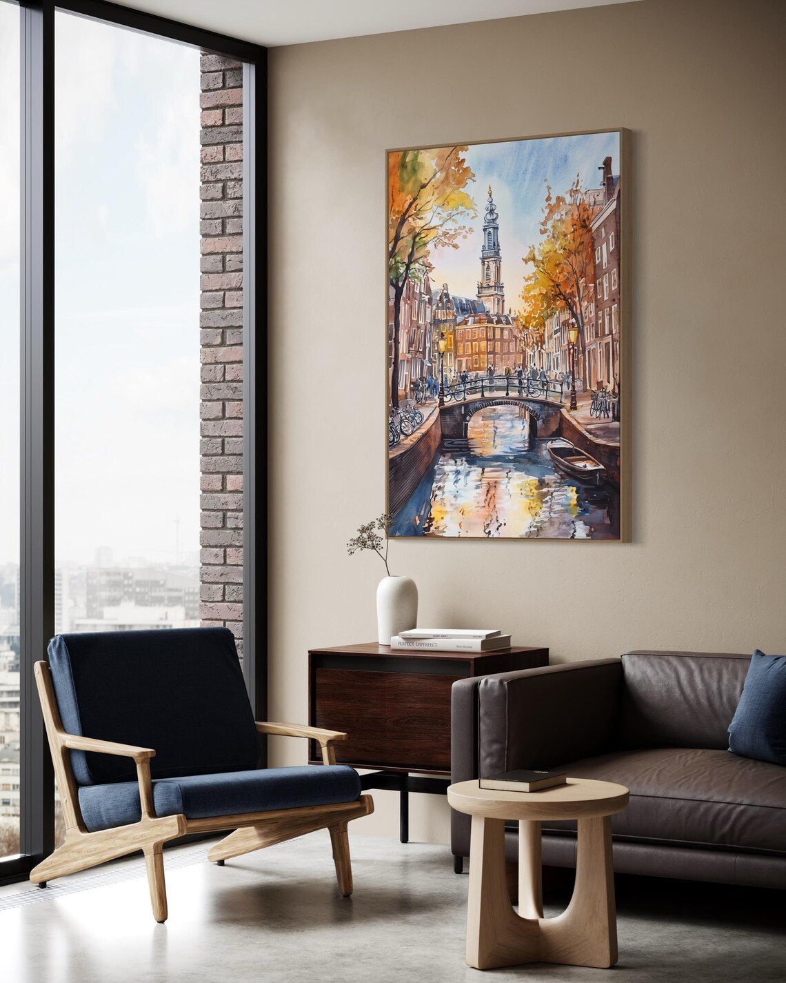 Amsterdam Canal Watercolor, Dutch Architecture Travel Poster - Image 2