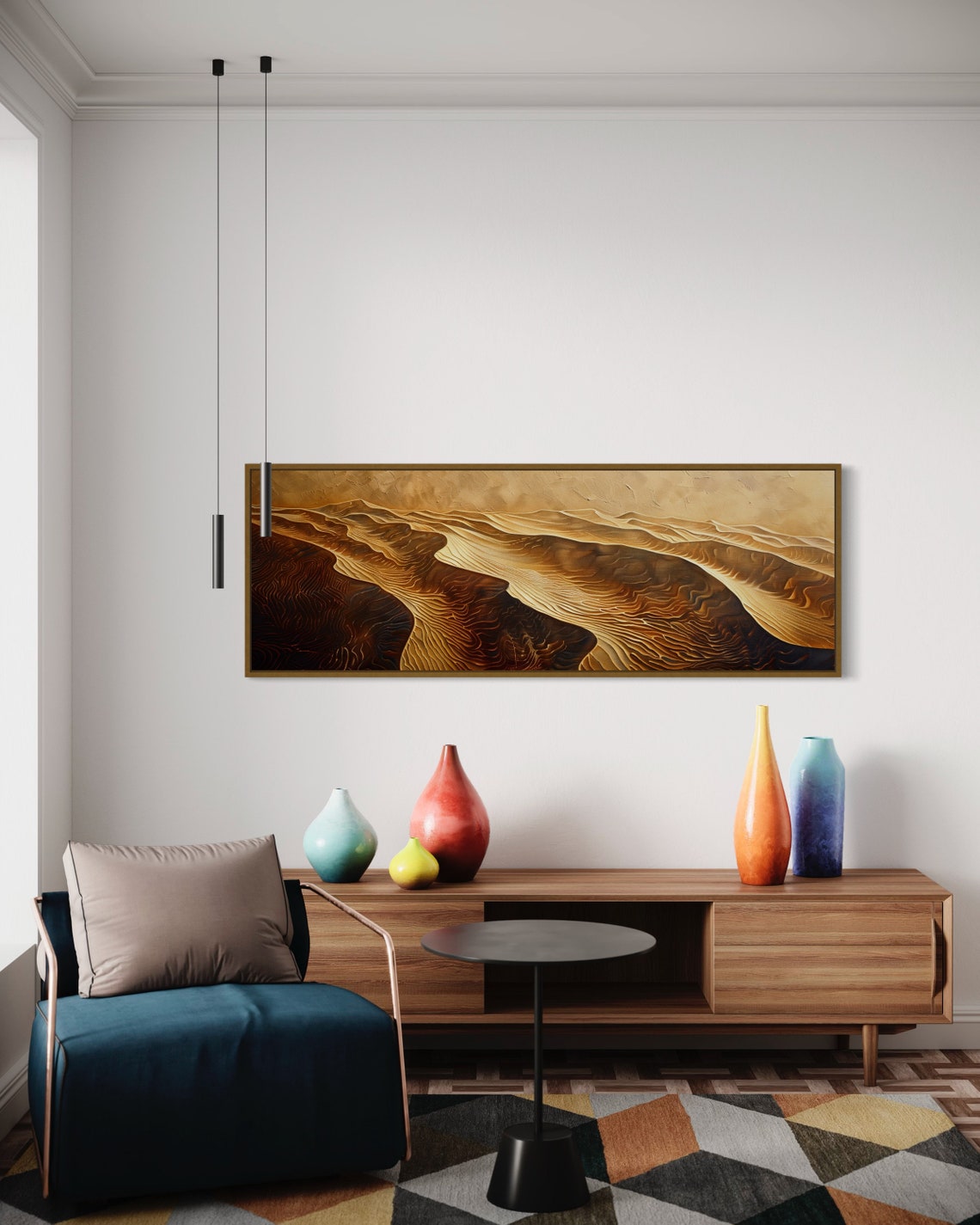 Golden Desert Sand Dunes Sunset Textured Panoramic Travel Poster - Image 3
