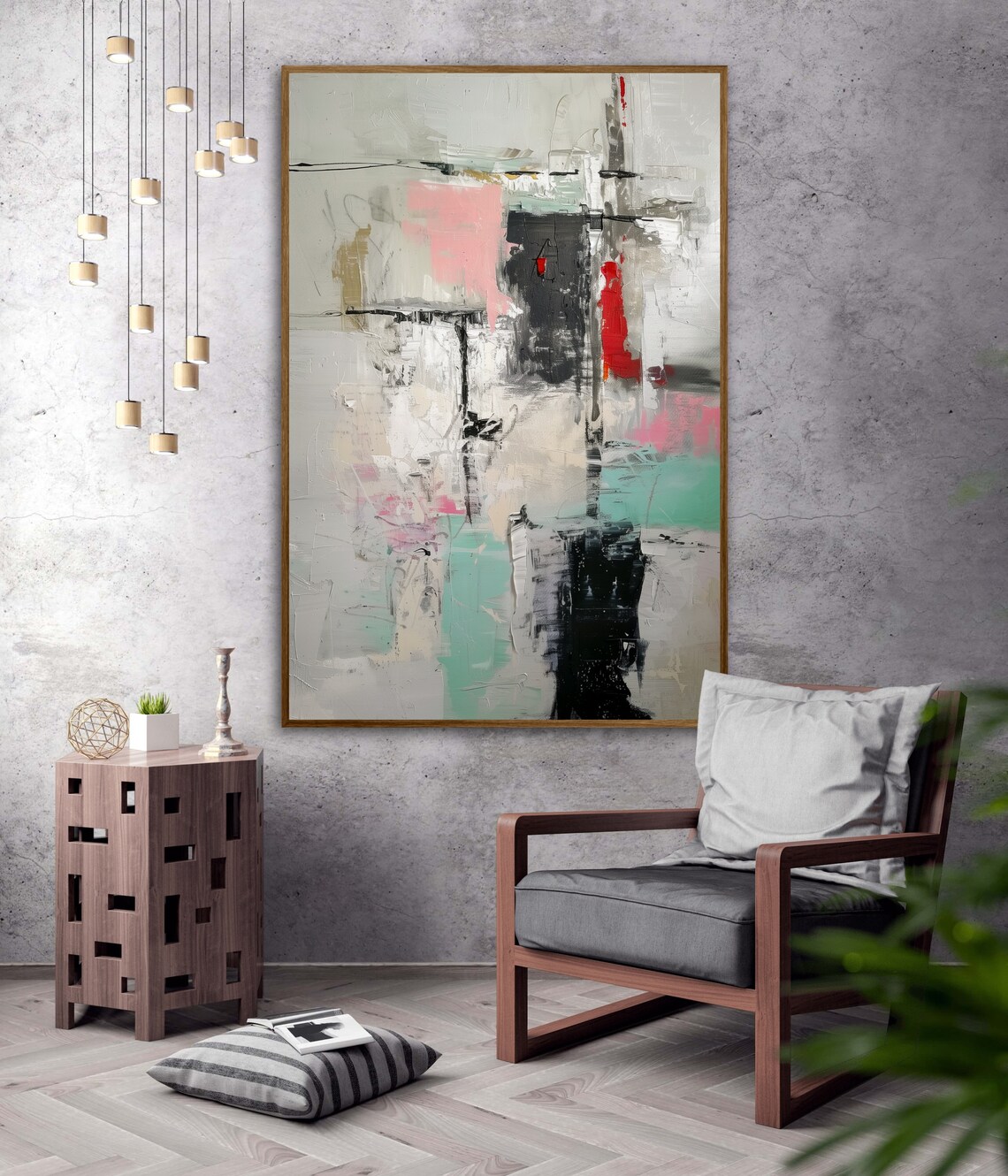 Luxury Abstract Modern Nordic Print Neutral Textured Style Art Cold Tone Physical Print For Simple Yet Colorful Decor - Image 2