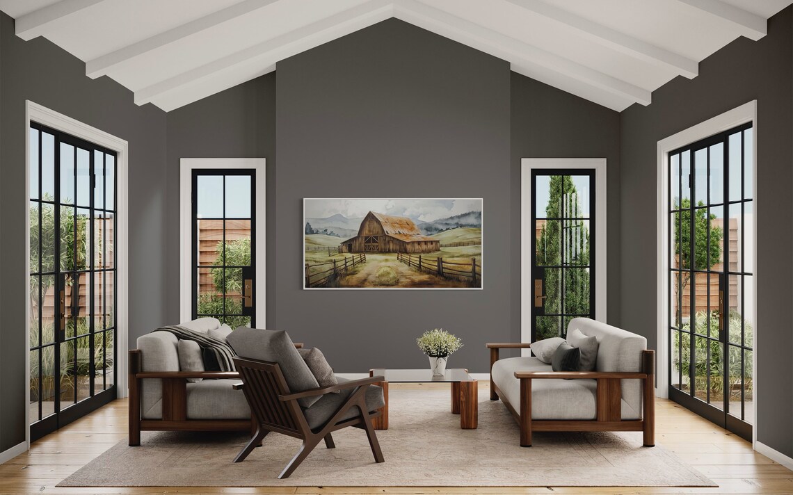 Vintage Barn Country Scene, Panoramic Art Print - Image 4