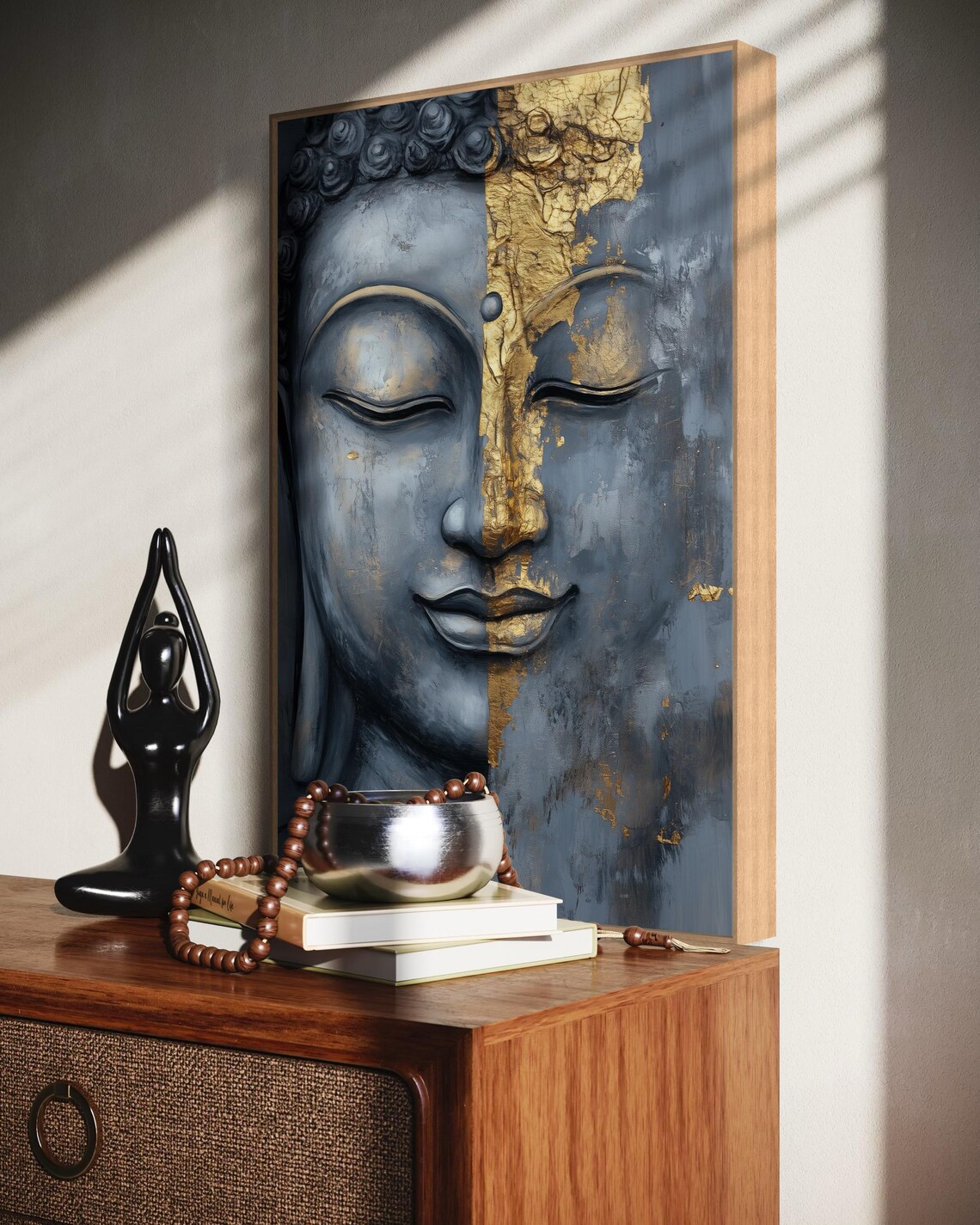 Modern Buddha Face Art Print, Zen Meditation Decor - Image 3