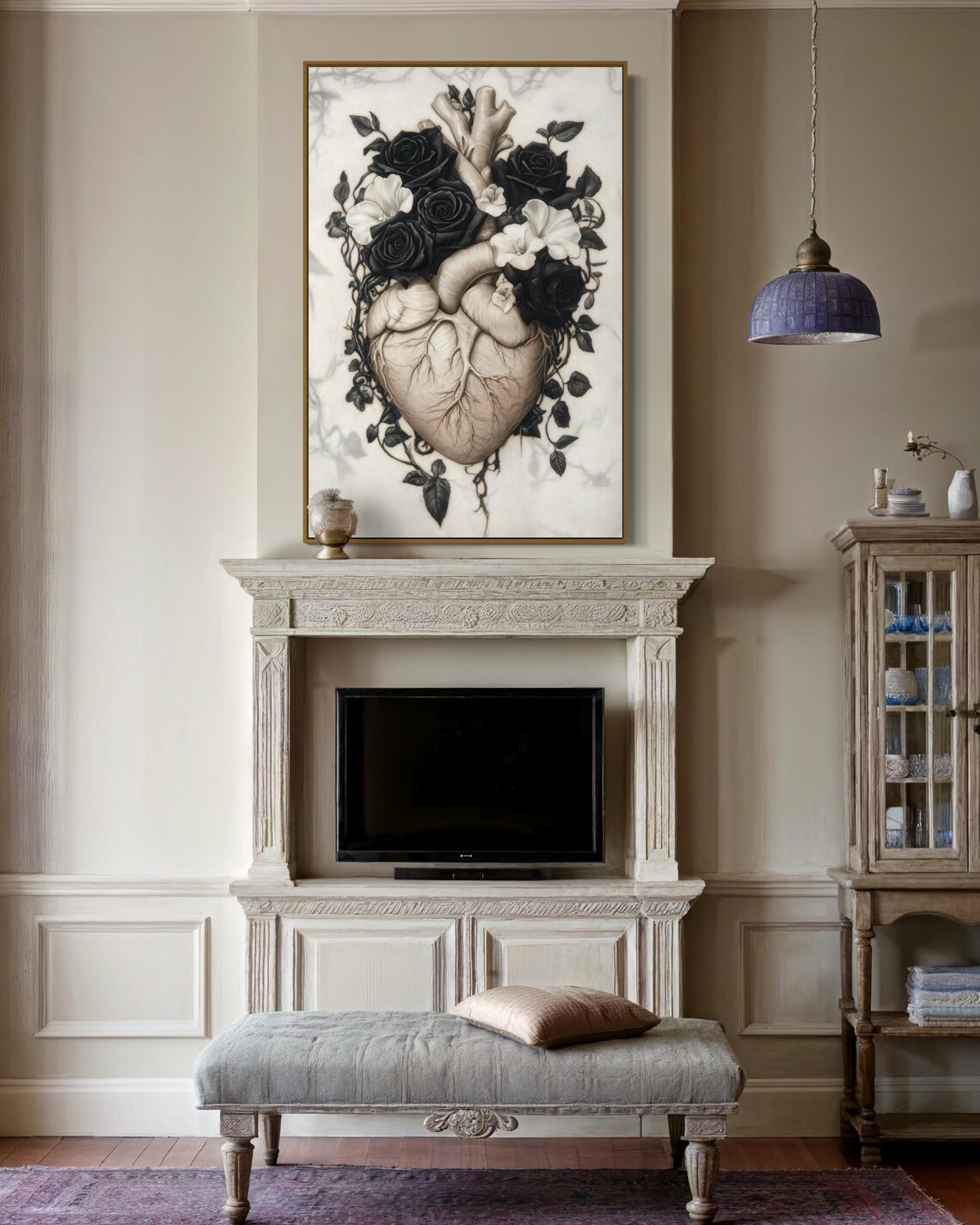 Gothic Anatomical Heart, Dark Botanical Art Print - Image 2