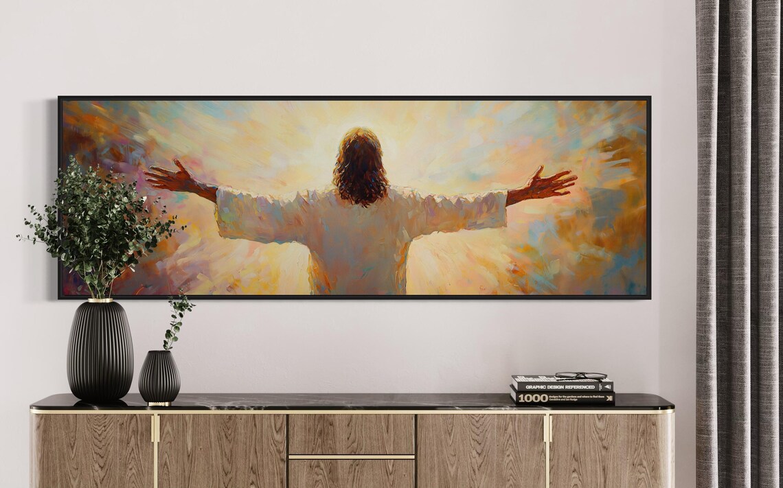 Jesus Open Arms, Modern Christian Wall Art Print - Image 5