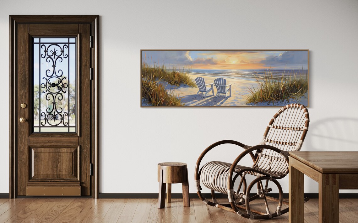 Seaside Tranquility Panoramic Beach Art Print - Image 2