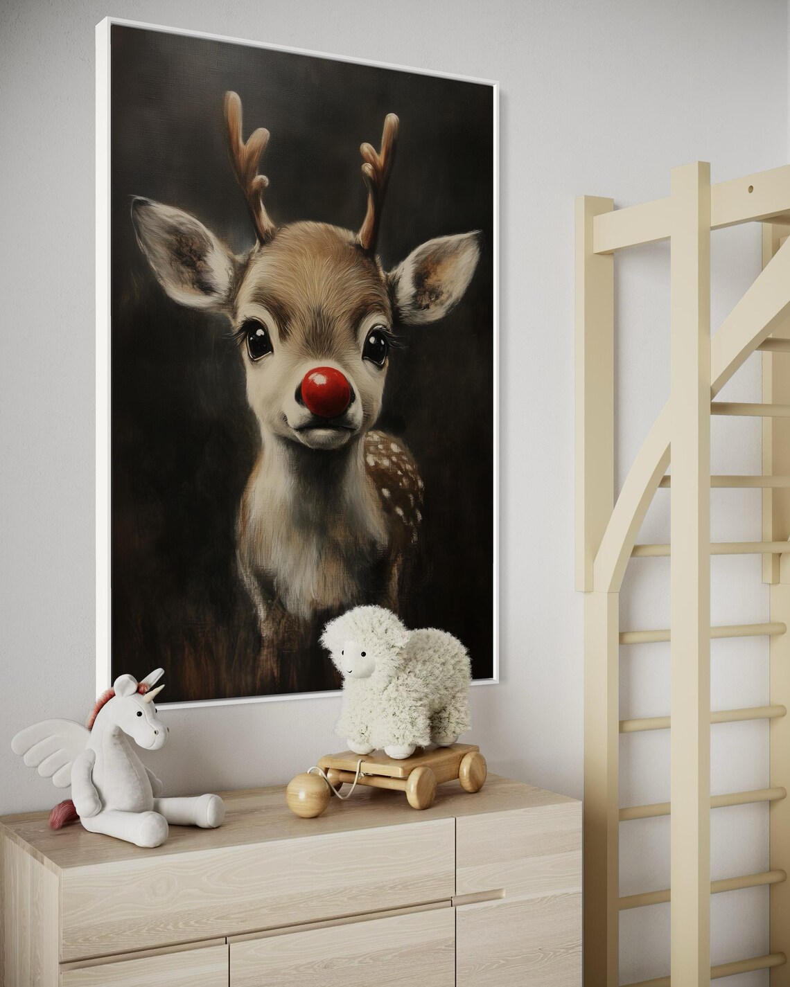 Baby Reindeer Red Nose Cute Holiday Christmas Wildlife Poster - Image 5
