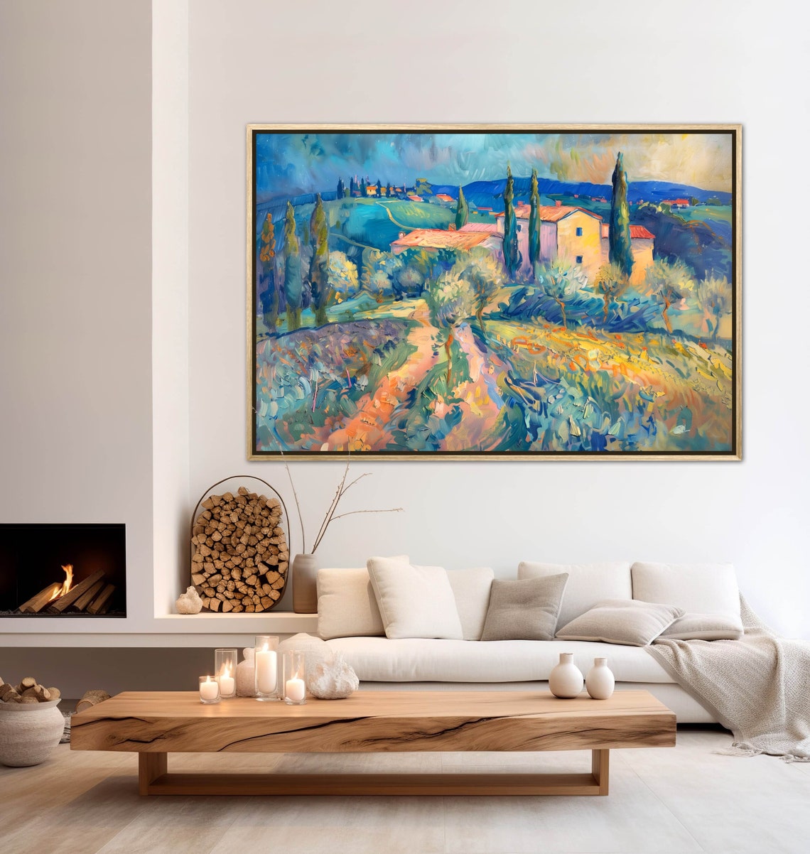 Tuscany Countryside Farmhouse Cypress Hills Impressionist Italy Poster - Image 2