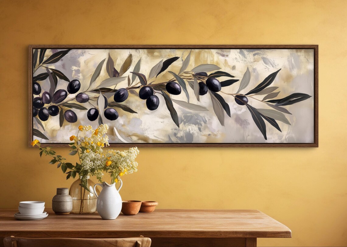Golden Olive Branch Art Print, Rustic Mediterranean - Image 5