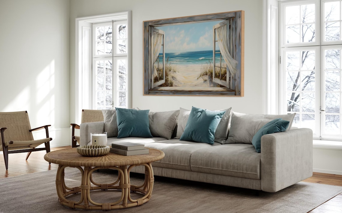 Coastal Window View Seascape Art Print, Nautical Decor - Image 2