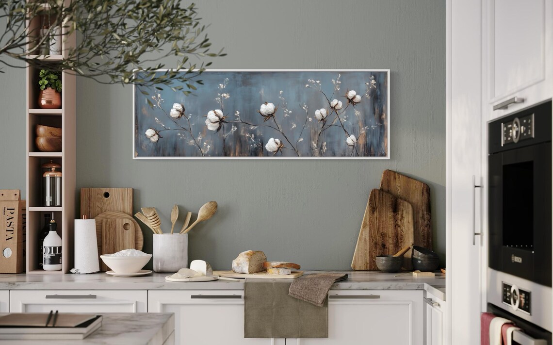 Rustic Cotton Plant Panoramic Art Print, Farmhouse Decor - Image 3