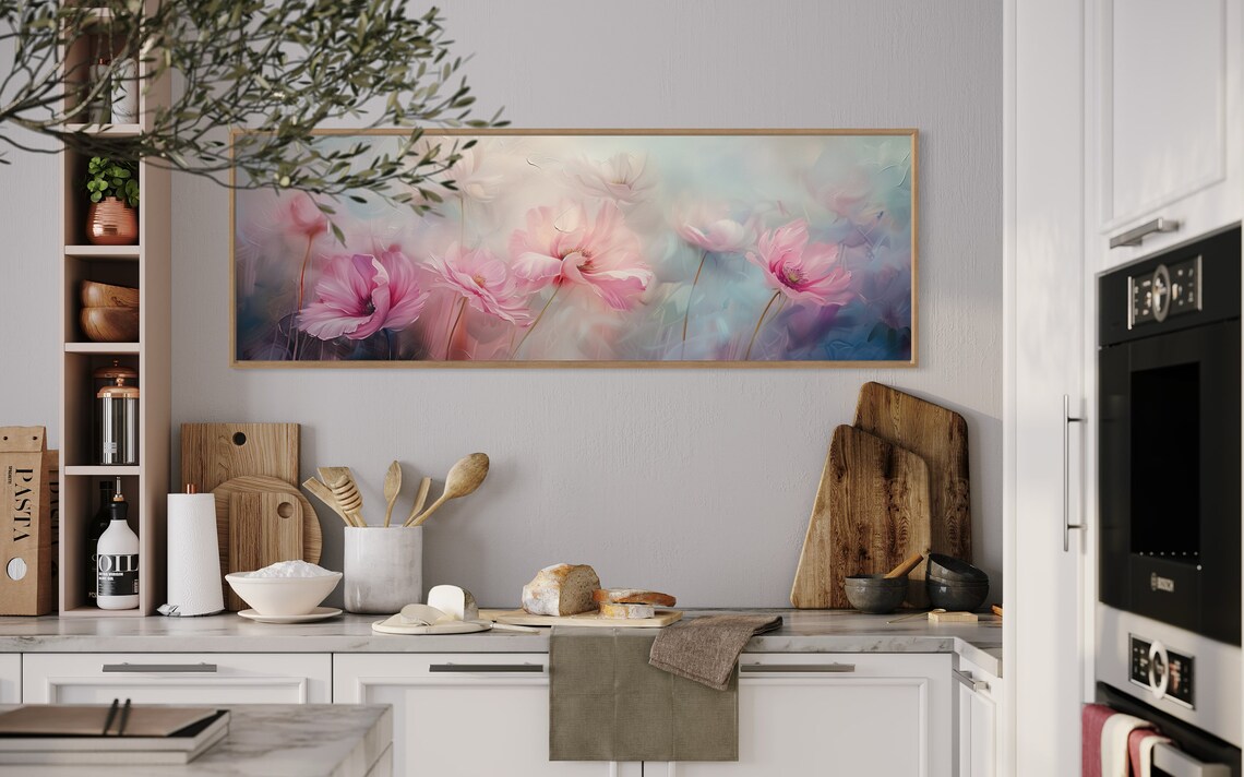 Pastel Floral Panorama Art Print, Living Room - Image 3
