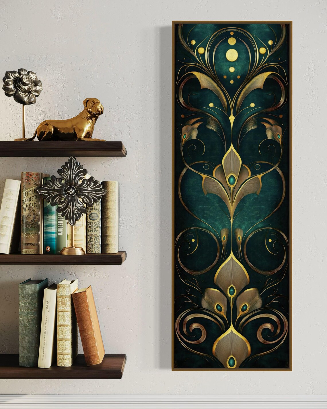 Art Deco Teal And Gold Abstract Wall Art Print - Image 5