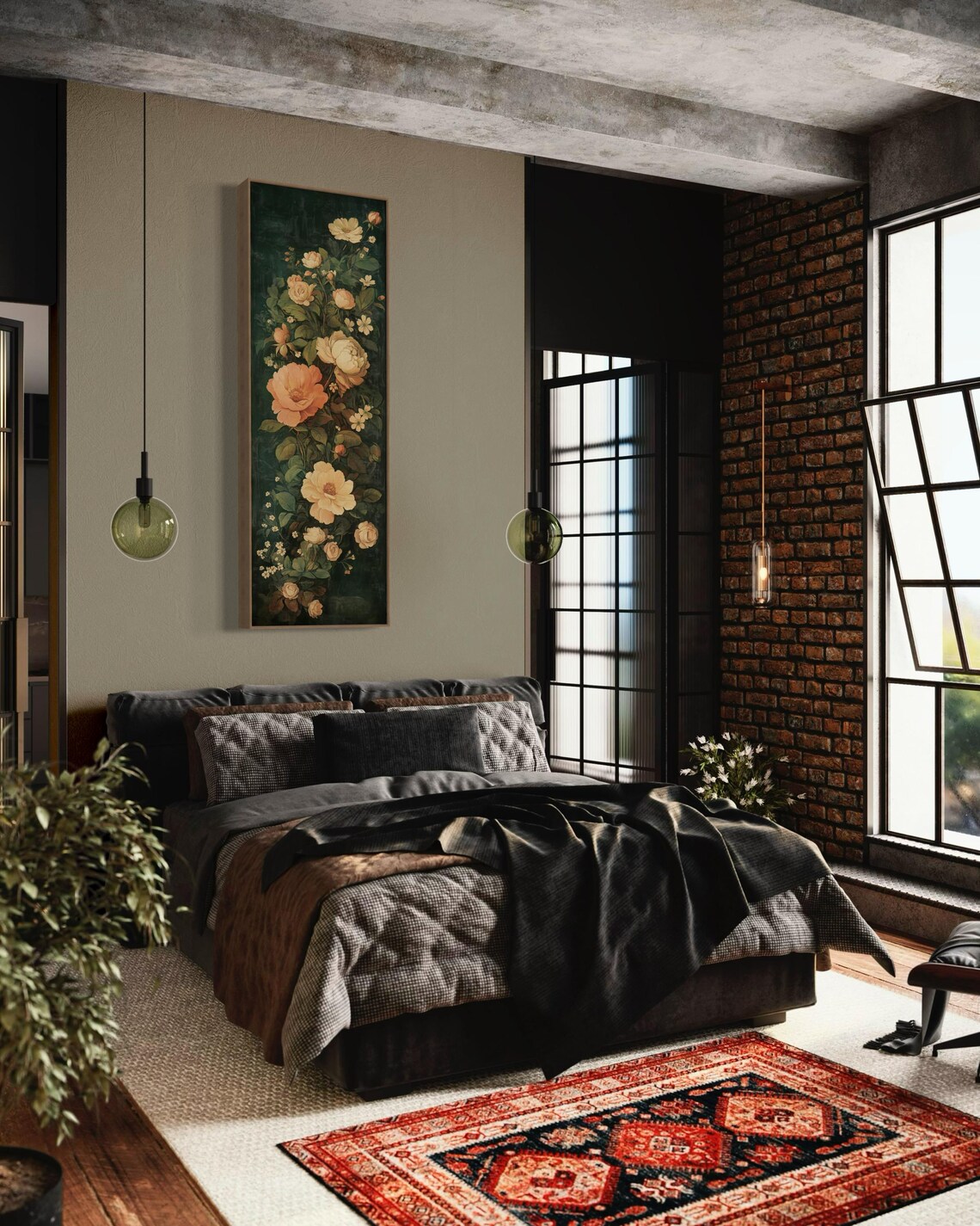 Vintage Floral Vertical Art Print, Moody Warm Tones - Image 5