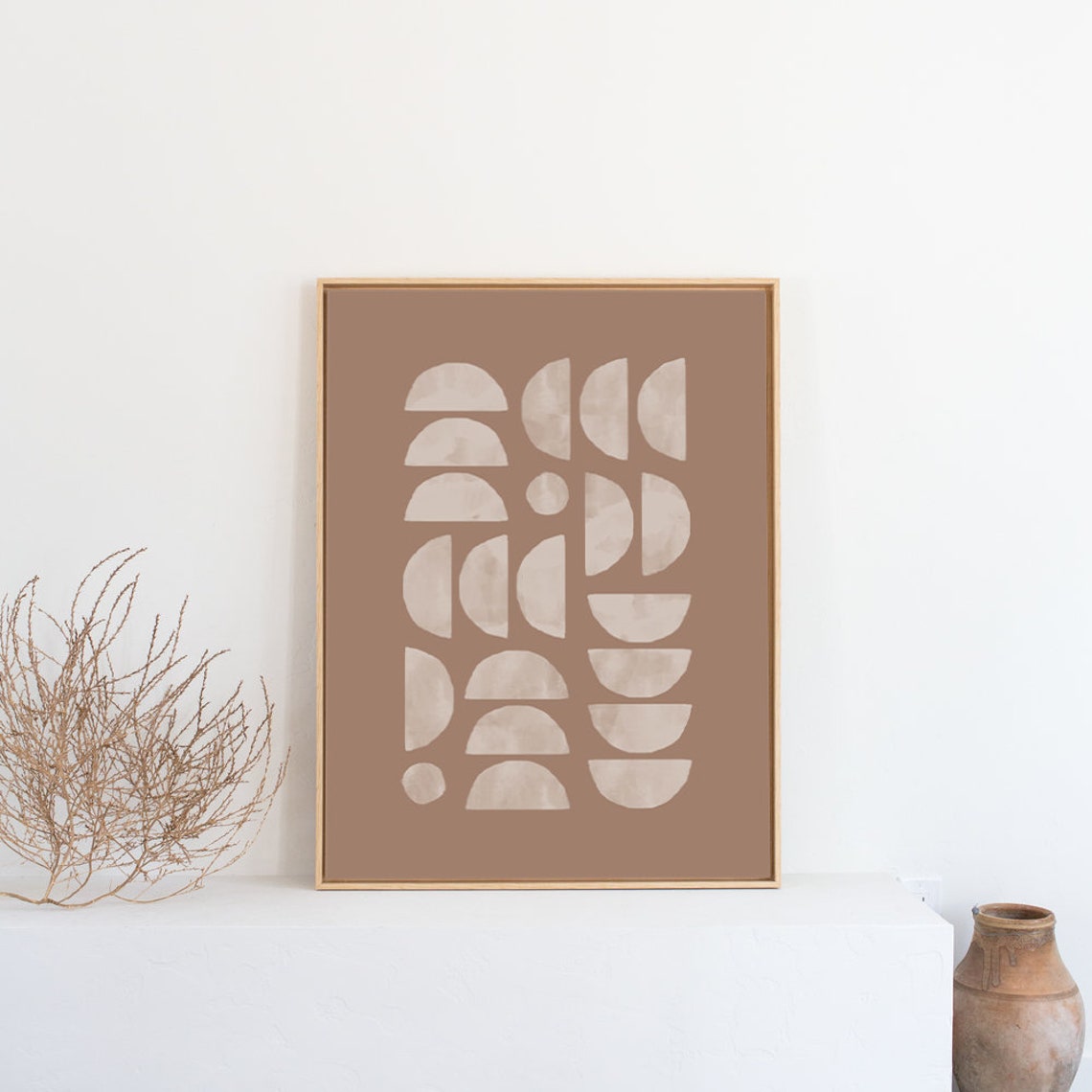 Terracotta Geometric Half-Circle Mid Century Modern Abstract Poster - Image 3