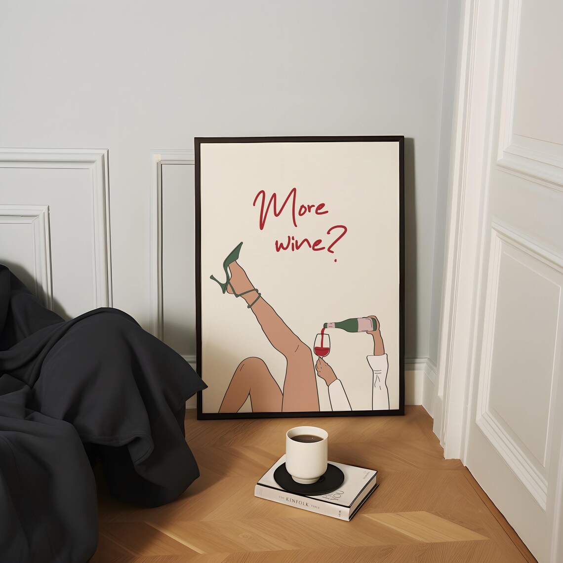 More Wine Funny Legs Heels Pouring Girls Night Bar Cart Wall Poster - Image 4