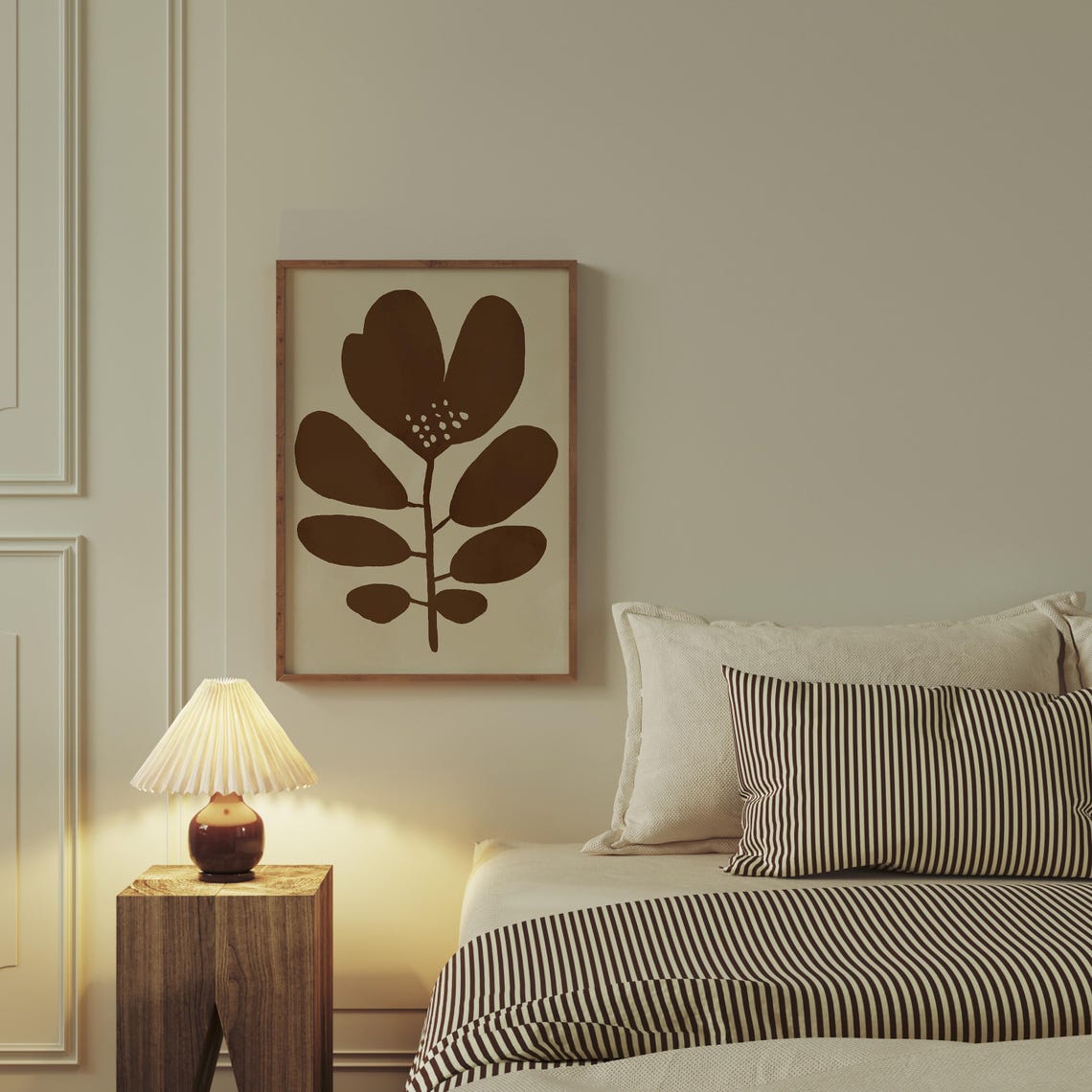 Brown Abstract Bloom Cream Background Soft Minimalist Art Poster - Image 3