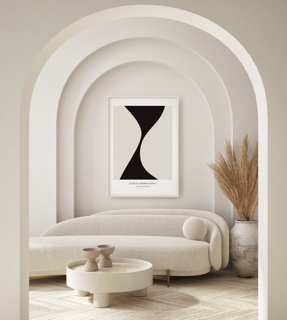 Curve Formation One Bold Black White Abstract Gallery Wall Art - Image 2