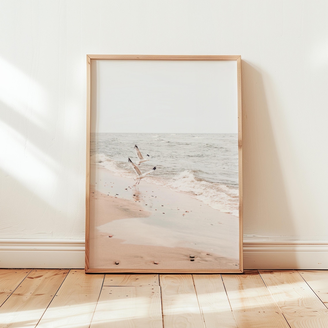 Beach Seagull Print, Neutral Coastal Decor