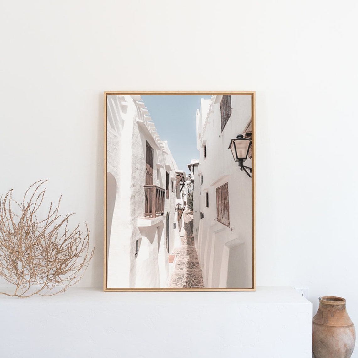 Sunlit White Alley In Mallorca Old Town Spain Travel Art Poster - Image 3