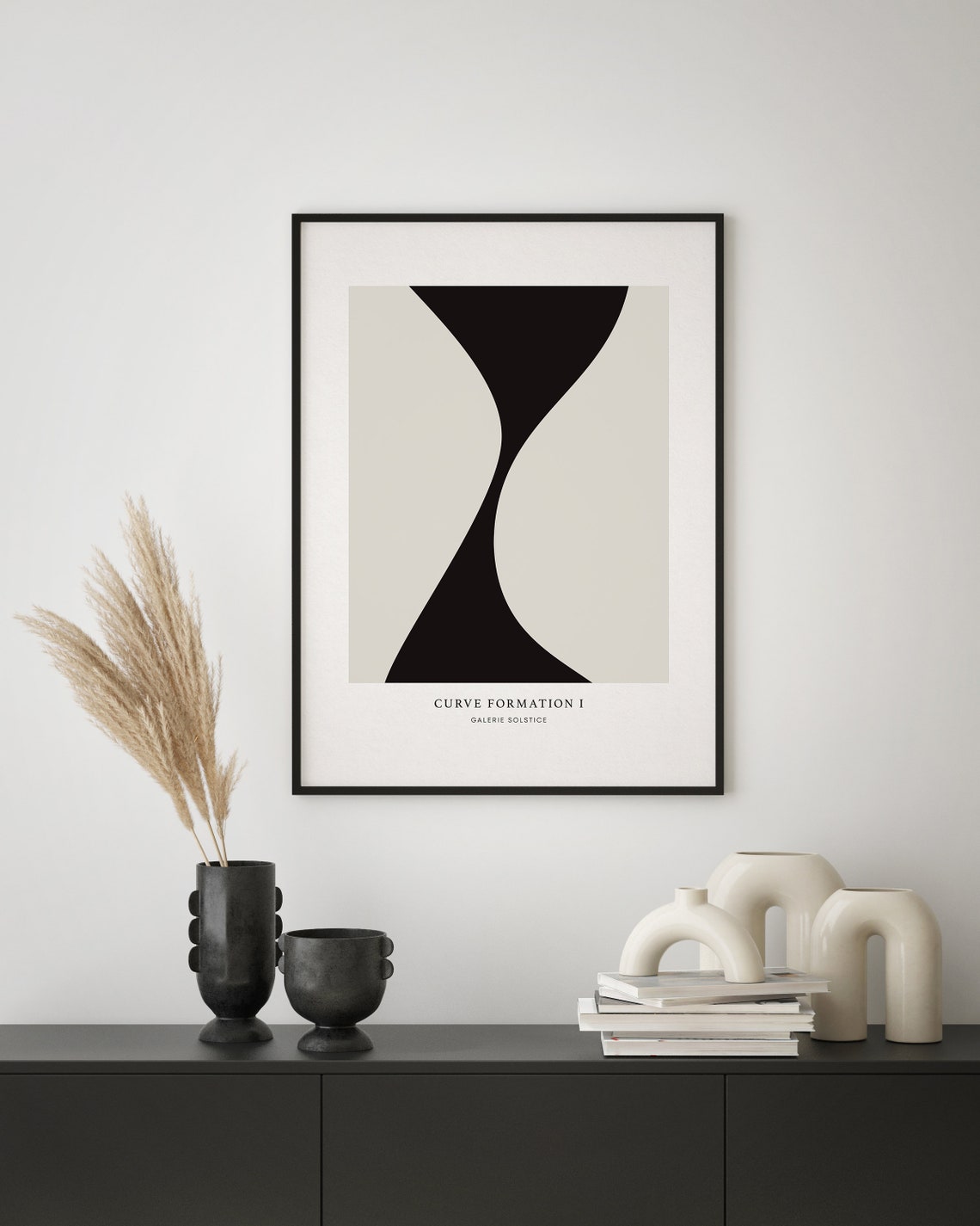 Curve Formation One Bold Black White Abstract Gallery Wall Art - Image 3