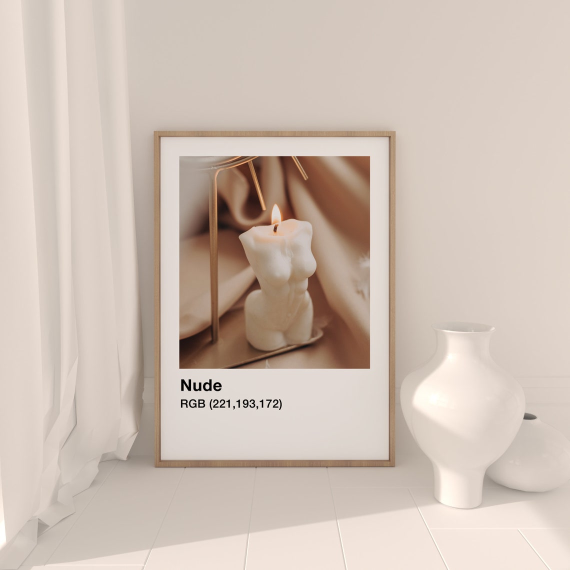 Nude Sculptural Body Candle Photo In Beige Color Swatch Poster - Image 3