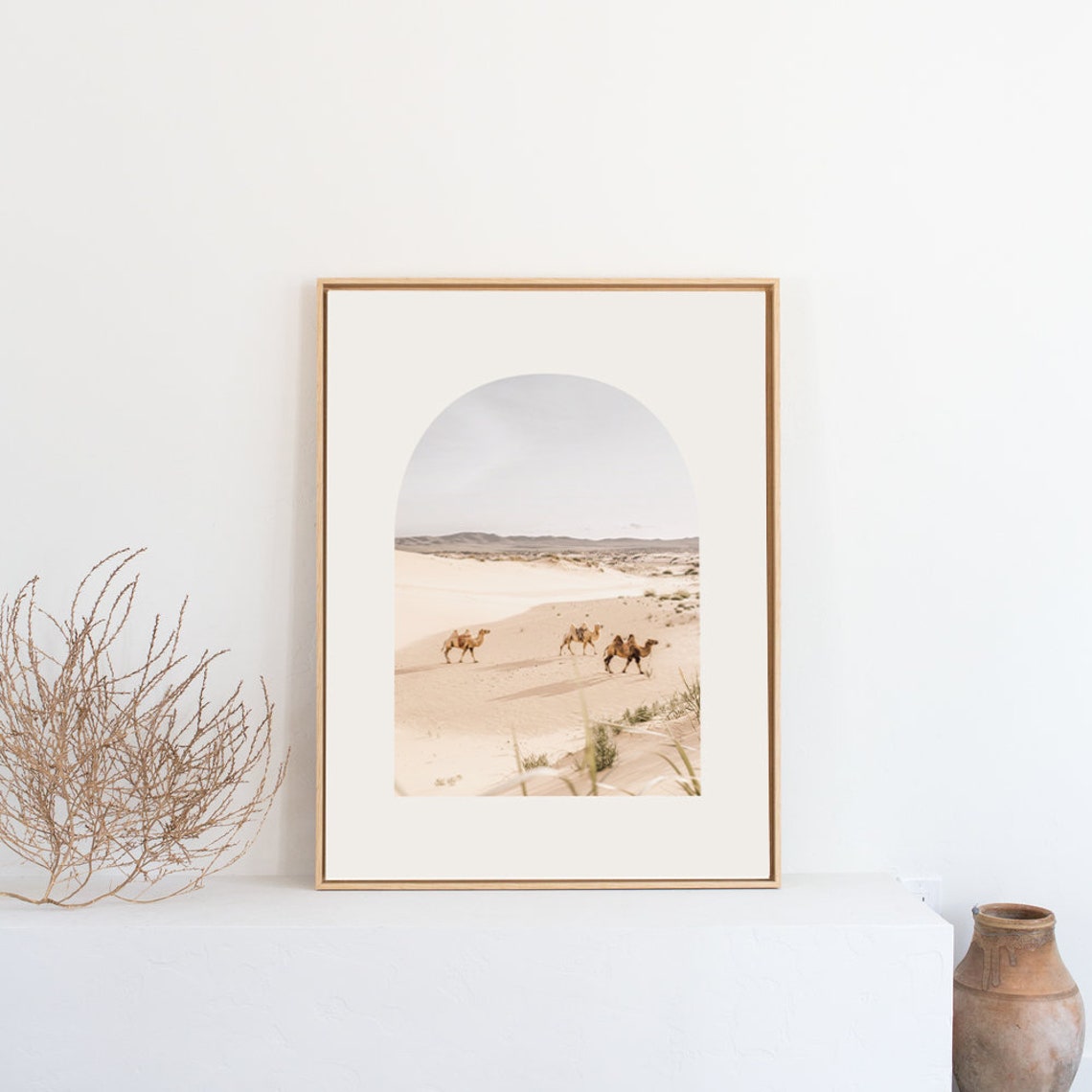 Camel Caravan Crossing White Sahara Sand Dunes Photography Poster - Image 3