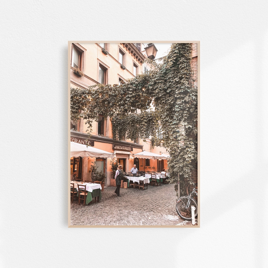Cozy Italian Restaurant Terrace On A Rome Street Italy Poster