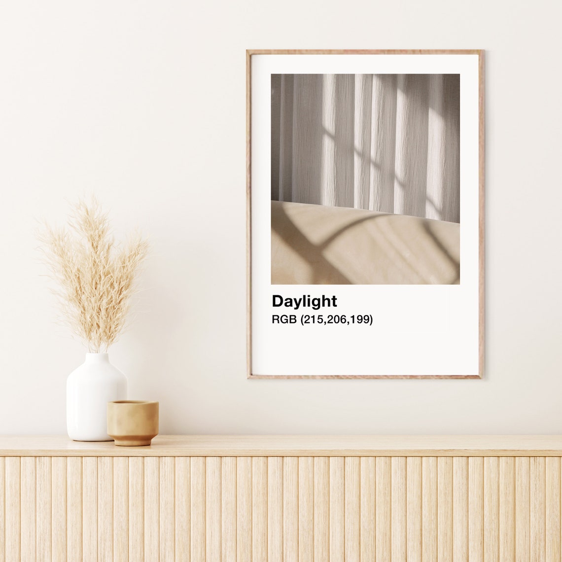 Daylight Soft Beige Curtain Shadow Minimalist Neutral Poster - Image 2