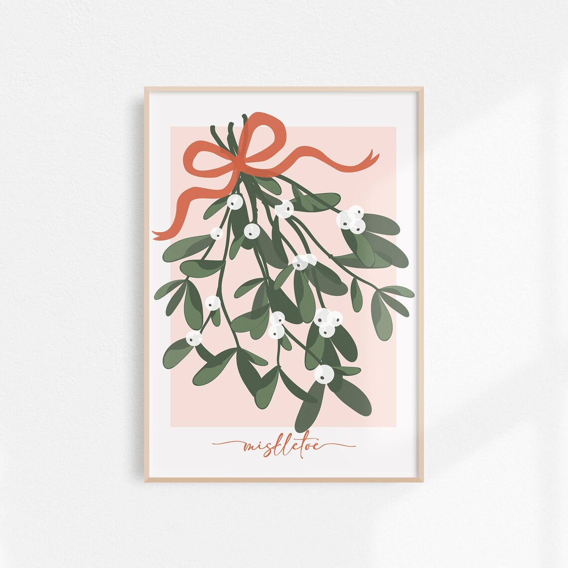 Mistletoe Coquette Christmas Art Print, Minimalist Holiday Decor - Image 3