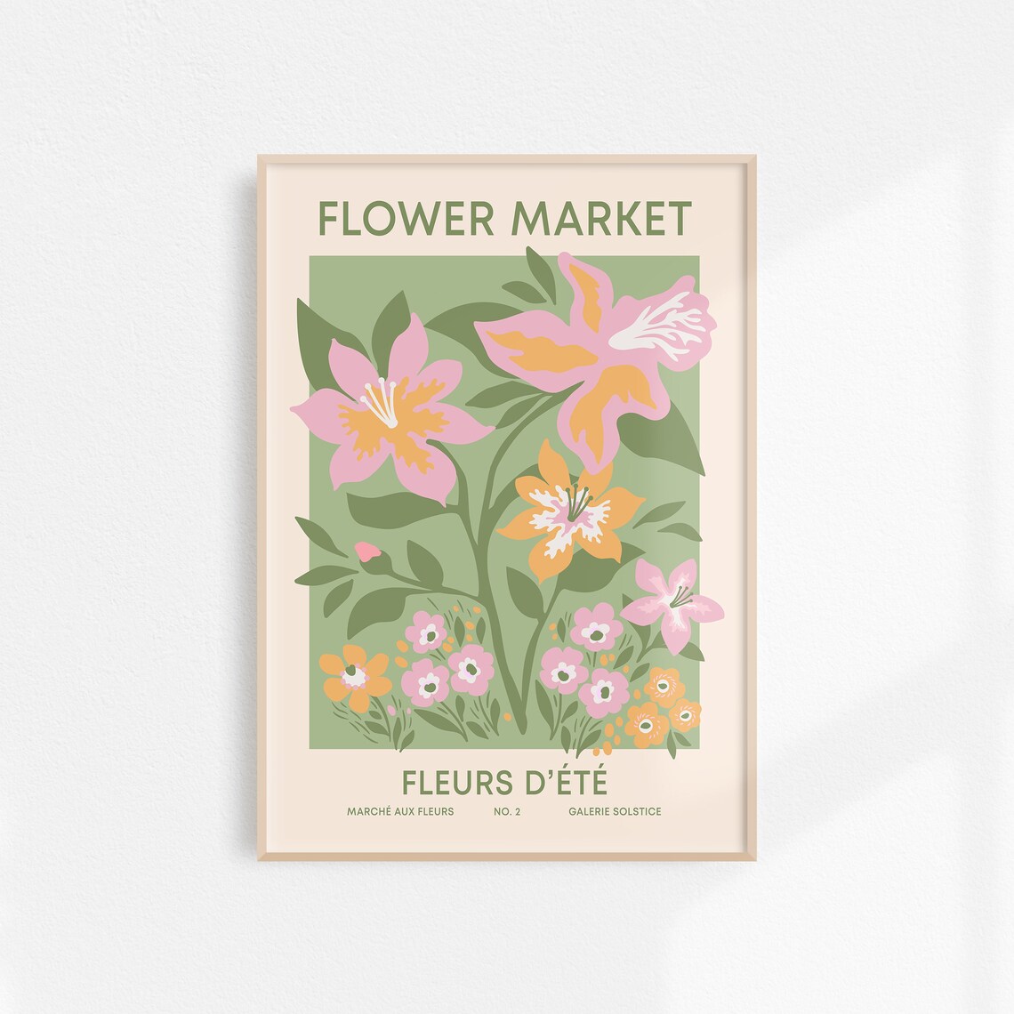 Summer Flower Market Art Print, Pastel Botanical Decor