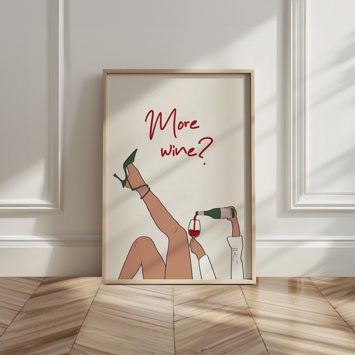 More Wine Funny Legs Heels Pouring Girls Night Bar Cart Wall Poster - Image 2