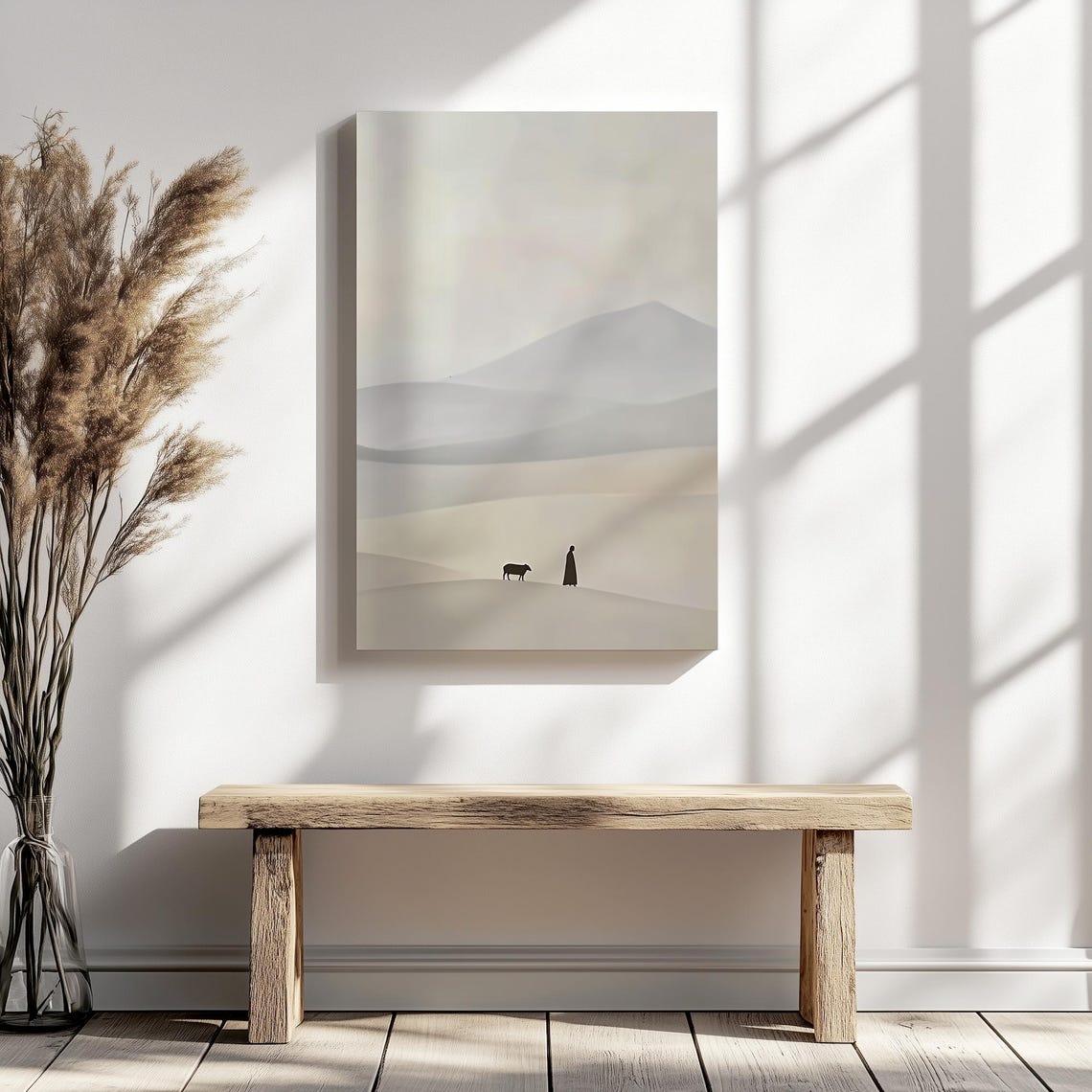 Vertical Shepherd Silhouette With Sheep On Rolling Hill Poster - Image 6
