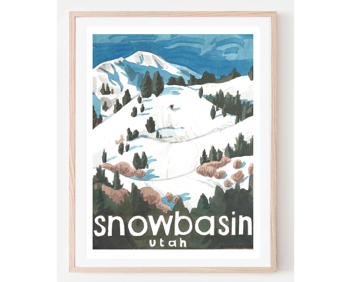 Snow Basin Travel Poster, Utah Ski Resort Art Print