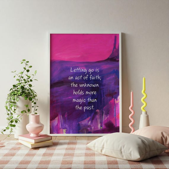 Letting Go Is An Act Of Faith Quote Motivational Abstract Affirmation Poster Colourful Spiritual Room Dcor Trendy Wall Art