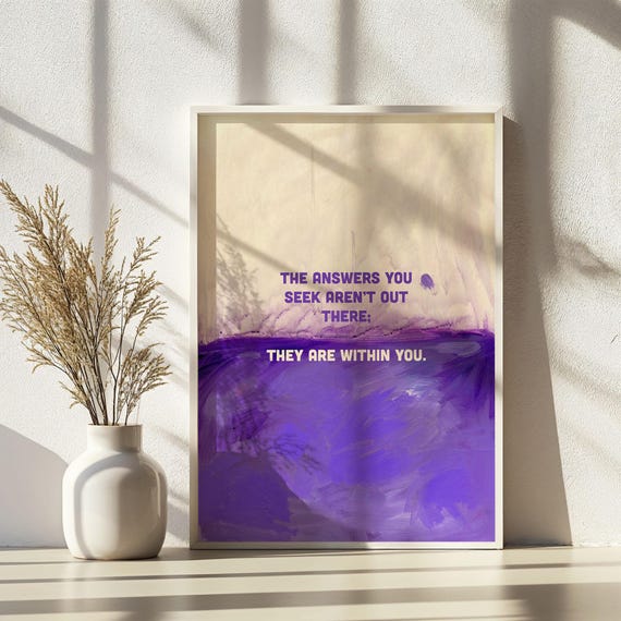 Spiritual Quote Print Purple And White Motivational Poster Healing Modern Abstract Room Dcor Inspirational Wall Art Colourful