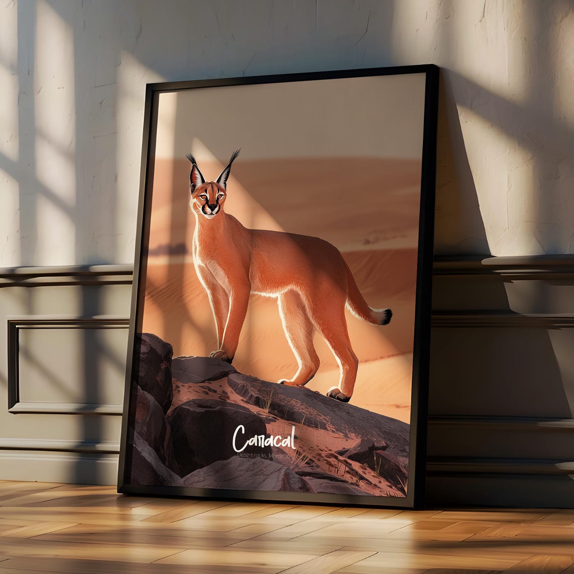Caracal Wild Cat Desert Sunset Rocks African Wildlife Wall Art