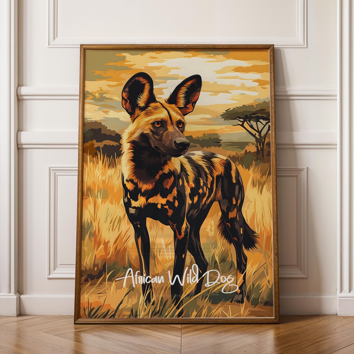 African Wild Dog Vivid Wildlife Art Print