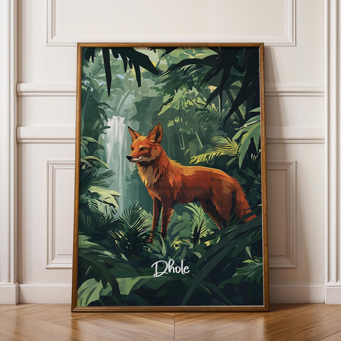 Dhole Wildlife Art Print Exotic Wild Dog Illustration