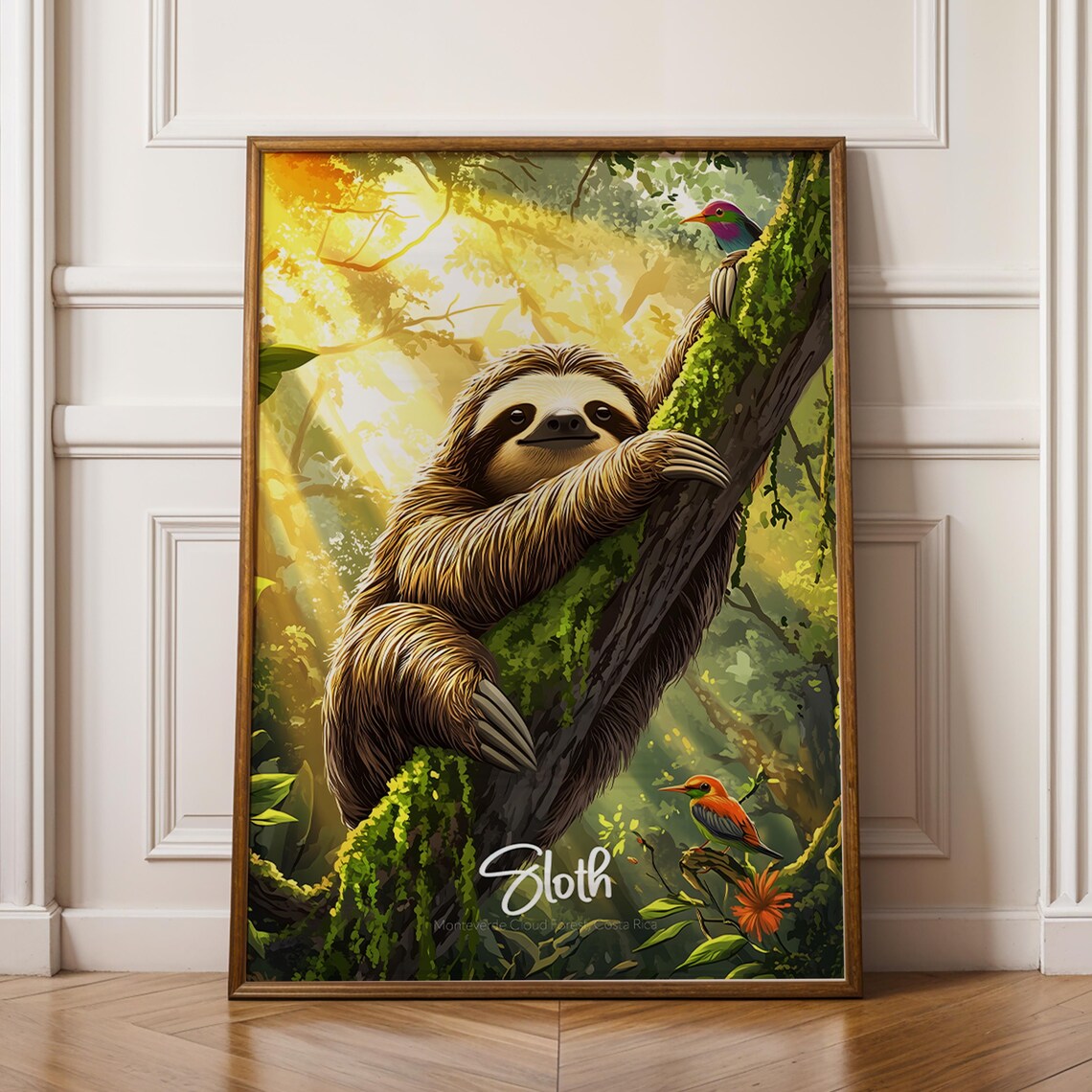 Sloth Animal Wall Art Decor Cute Print For Nursery Kids Room Nature Poster Gift Lovers