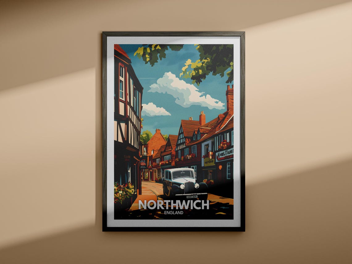 Northwich Travel Print England Northwich Travel Poster England Travel Poster United Kingdom Wall Art British Art Decor - Image 3