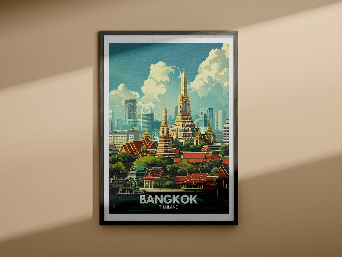 Bangkok Print Thailand Bangkok Travel Poster Thailand Travel Poster Thailand Cityscape Wall Art Unique City Decor - Image 3