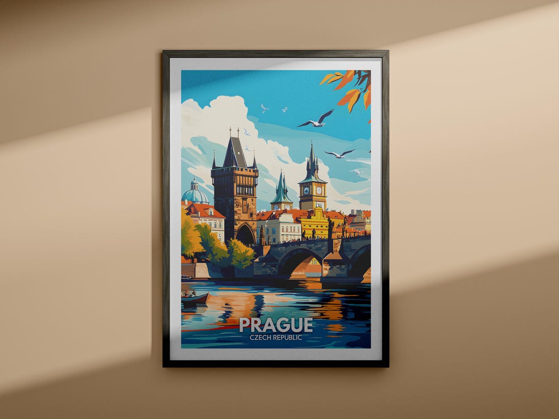 Prague Art Print Czech Republic Prague Travel Poster Czech Republic Travel Poster Czech Republic Cityscape Wall Art Unique City Decor - Image 3