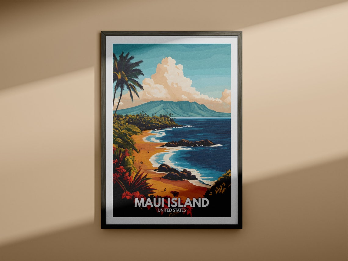 Maui Island Print United States Maui Island Poster United States Poster Natural Island Wall Art Seaside Art Decor - Image 3
