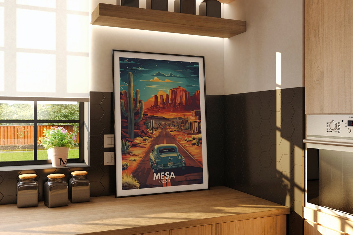 Mesa Travel Print Arizona Mesa Travel Poster Arizona Travel Poster Arizona Cityscape Wall Art Unique City Decor - Image 2