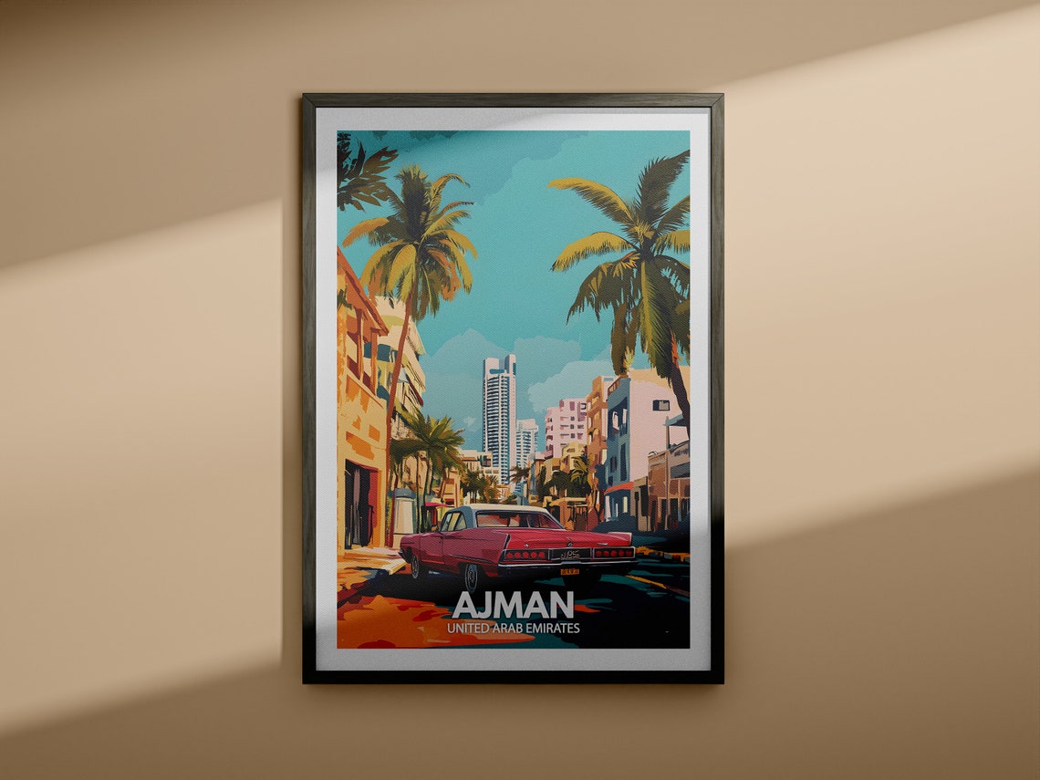 Ajman Print United Arab Emirates Ajman Travel Poster United Arab Emirates Travel Poster United Arab Emirates Cityscape Wall Art - Image 3