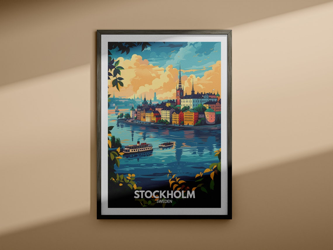 Stockholm Travel Print Sweden Stockholm Travel Poster Sweden Travel Poster Sweden Cityscape Wall Art Unique City Decor - Image 3