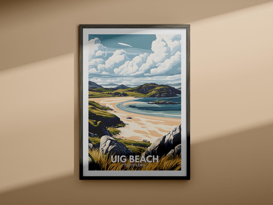 Uig Beach Print Isle Of Lewis Uig Beach Poster Isle Of Lewis Travel Art Poster Natural Beach Wall Art Uk Seaside Art Decor - Image 3