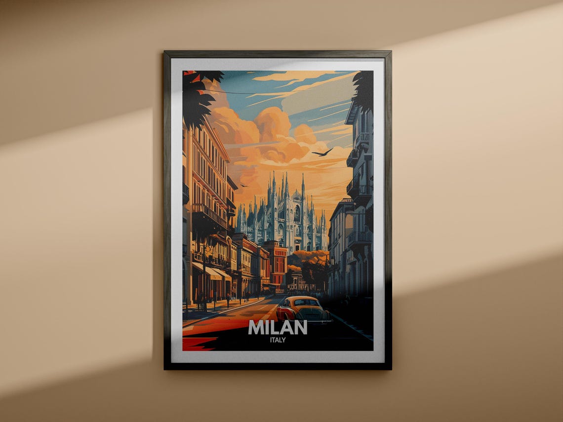 Milan Travel Print Italy Milan Travel Poster Italy Travel Poster Italy Cityscape Wall Art Unique City Decor - Image 3